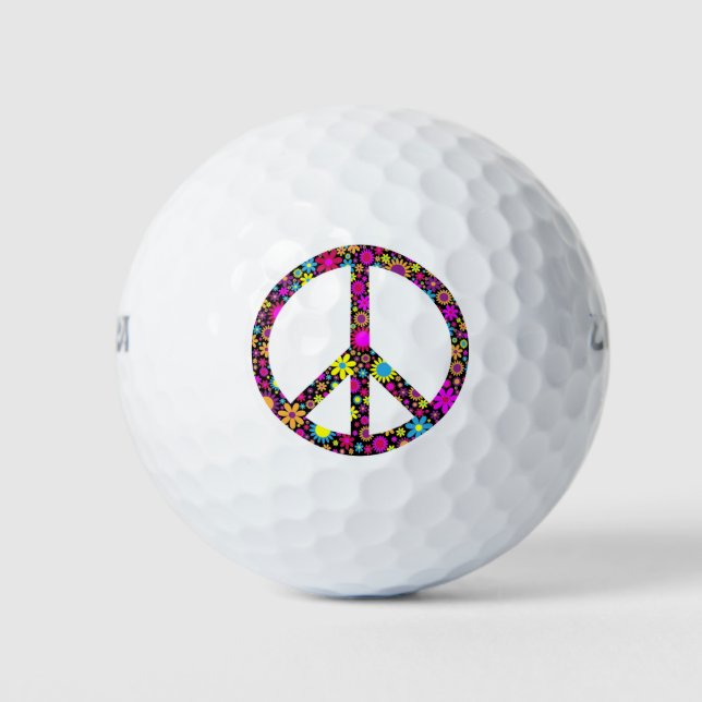 PELOTAS DE GOLF SEÑAL DE PAZ DE FLORAL GROOVY (Anverso)