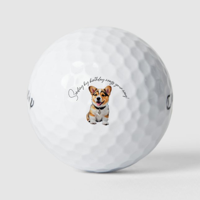 Pelotas De Golf 'Sending Big Birthday Wags Your Way!' Gift  (Anverso)