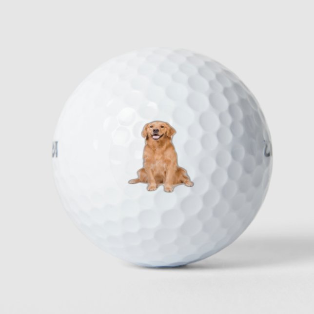 Pelotas De Golf Sentada de Golden Retriever - Diseño Adorable (Anverso)
