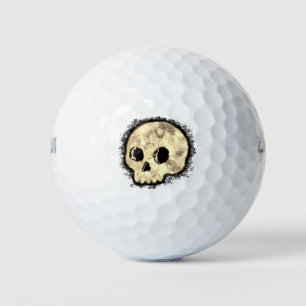 Pelotas De Golf Sepia Doted Halftone Skull Watercolor
