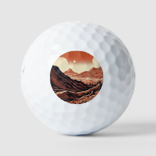 Pelotas De Golf SF Martian Landscape Woodcut (4)