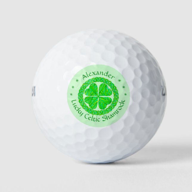 Pelotas De Golf Shamrock Celular Lucky 4 Leaf Clover Green Irlandé (Anverso)
