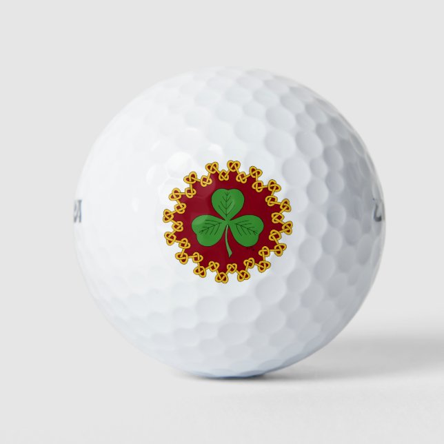 Pelotas De Golf Shamrock y Knotwork en rojo (Anverso)