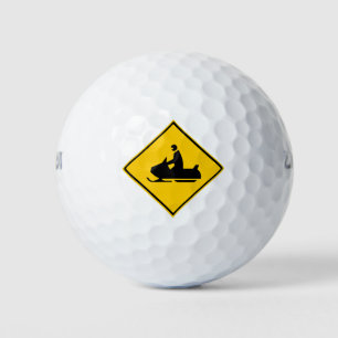 Pelotas De Golf Signo de advertencia de moto de nieve en invierno
