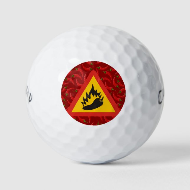 Pelotas De Golf Signo de peligro de pimienta caliente (Anverso)
