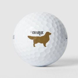 Pelotas De Golf Silhouette de Golden Retriever con nombre personal