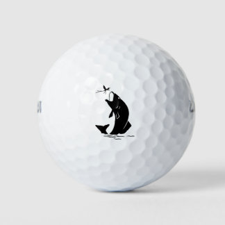 Pelotas De Golf Silhouette Trout a punto de comer Dragonfly