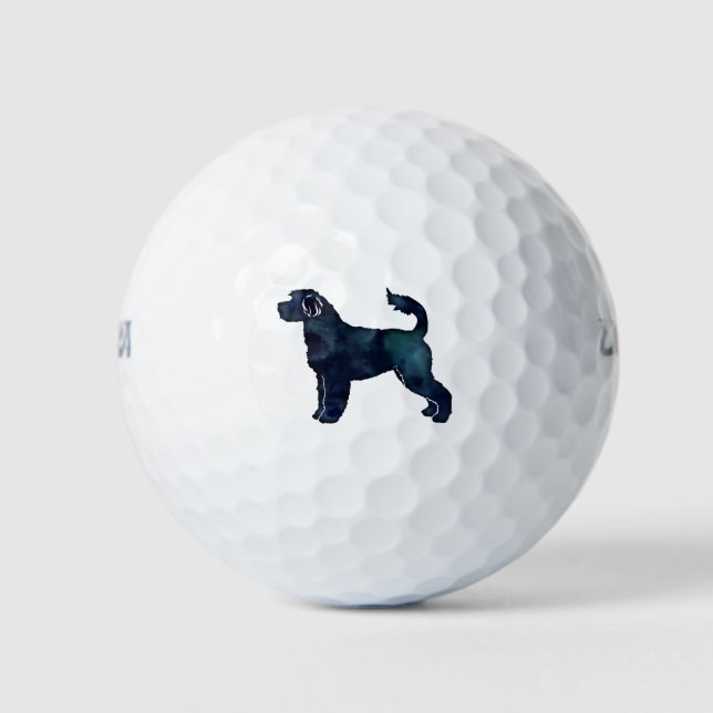 Pelotas De Golf Silueta acuarela de perro acuático portugués (Anverso)