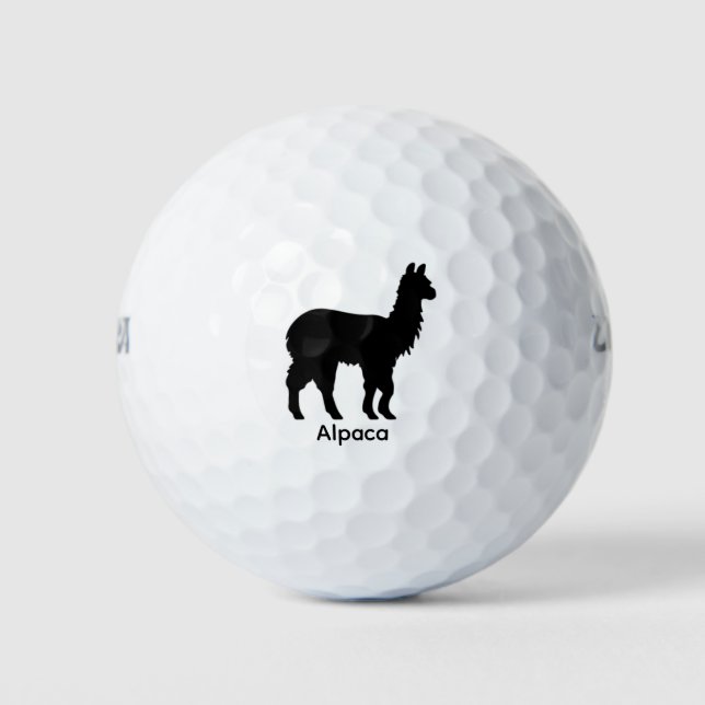 Pelotas De Golf Silueta de Alpaca - Animal Negro (Anverso)
