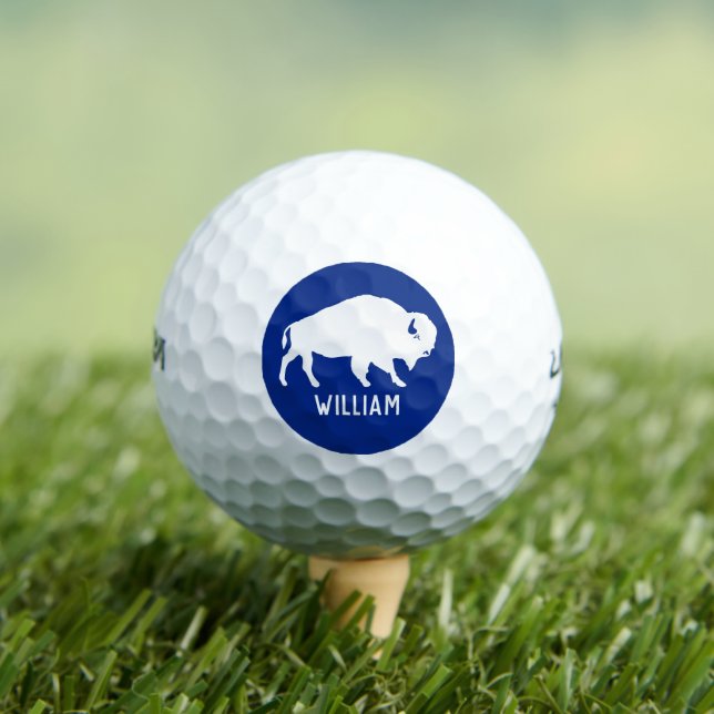 Pelotas De Golf Silueta de búfalo con nombre personalizado (Camiseta in situ)
