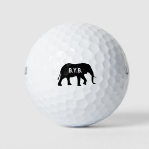 Pelotas De Golf Silueta de elefantes africanos con texto Personali
