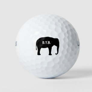 Pelotas De Golf Silueta de elefantes asiáticos con texto Personali