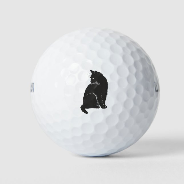 Pelotas De Golf Silueta de gato Silueta animal negro (Anverso)