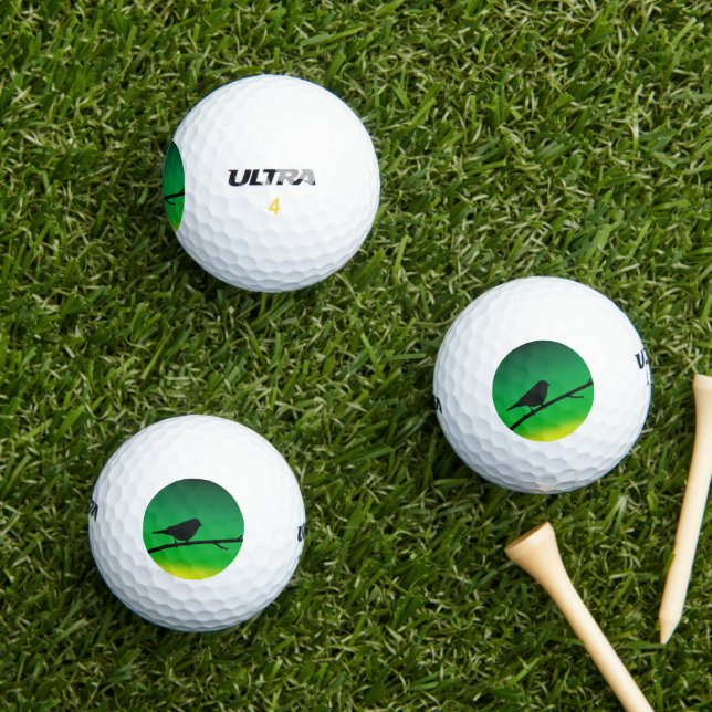 Pelotas De Golf Silueta de gorrión sobre limoneno (Césped in situ)