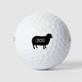 Pelotas De Golf Silueta de oveja negra con texto Personalizado