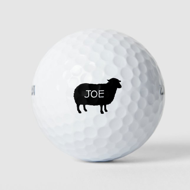 Pelotas De Golf Silueta de oveja negra con texto Personalizado (Anverso)