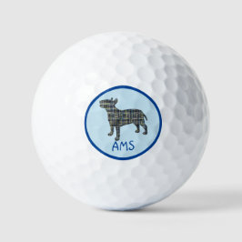 Pelotas De Golf Silueta de perro de Bull Terrier Monograma Cuadríc