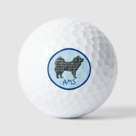Pelotas De Golf Silueta de perro malhumorado monograma Cuadrícula 