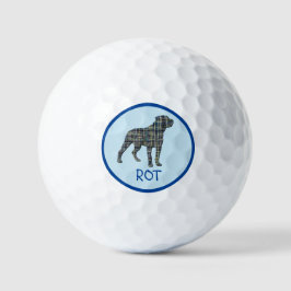 Pelotas De Golf Silueta de perro rotativo Mono Cuadrícula azul