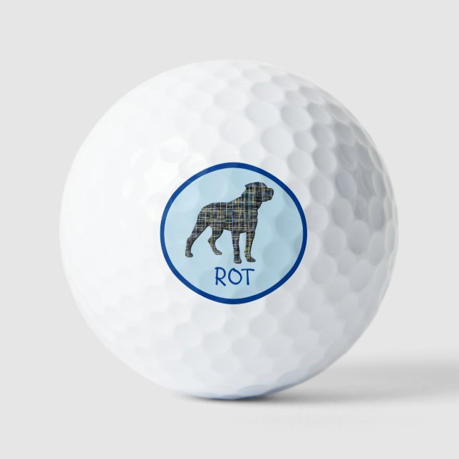 Pelotas De Golf Silueta de perro rotativo Mono Cuadrícula azul (Anverso)