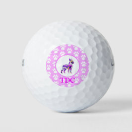Pelotas De Golf Silueta de perro Terrier de Boston Pata Rosa PY&B 