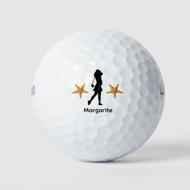 Pelotas De Golf Silueta negra de golfer femenina personalizada (Anverso)