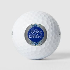 Pelotas de Golf Silver Bloom & Blue Floral Swing
