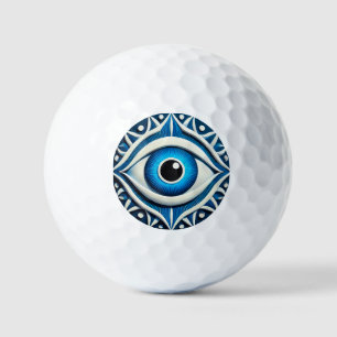 Pelotas De Golf Símbolo abstracto del ojo malvado azul