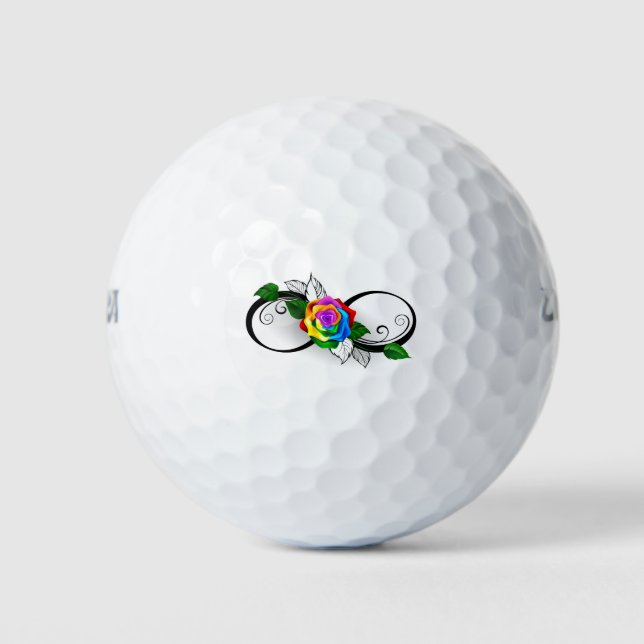 Pelotas De Golf Símbolo de infinito con rosa de arcoíris (Anverso)