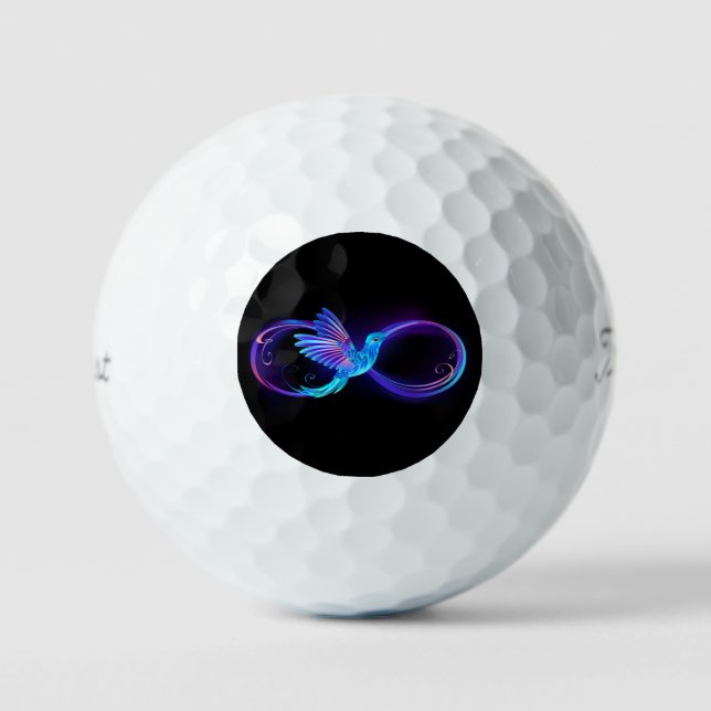 Pelotas De Golf Símbolo de infinito neón con colibrí brillante (Anverso)