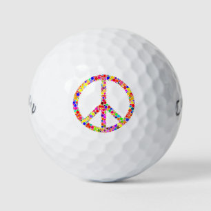 Pelotas De Golf Símbolo de señal de paz de mosaico multicolor