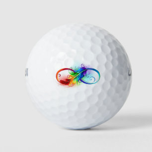Pelotas De Golf Símbolo infinito con plumas arcoiris