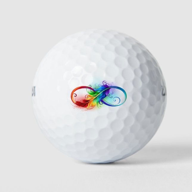 Pelotas De Golf Símbolo infinito con plumas arcoiris (Anverso)