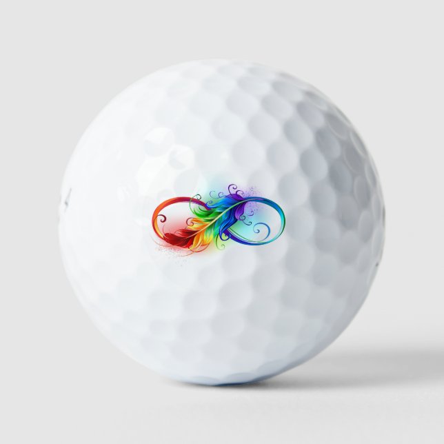 Pelotas De Golf Símbolo infinito con plumas arcoiris (Anverso)