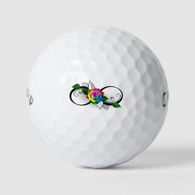 Pelotas De Golf Símbolo infinito con Rosa arcoiris (Anverso)