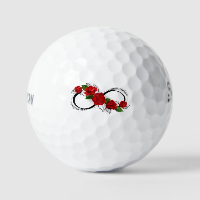 Pelotas De Golf Símbolo infinito con rosas rojas (Anverso)