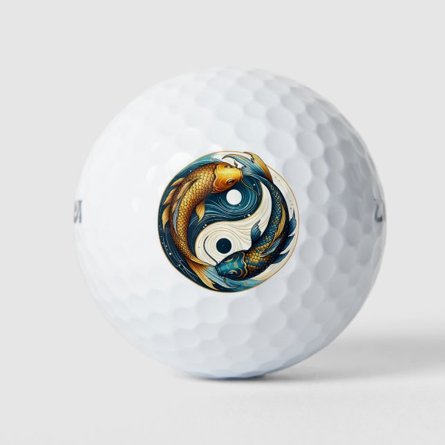 Pelotas De Golf Símbolo japonés Yin Yang Koi Fish (Anverso)