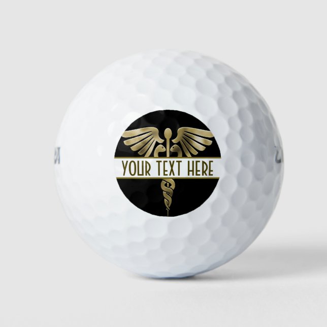 Pelotas De Golf Símbolo médico de oro personalizado (Anverso)
