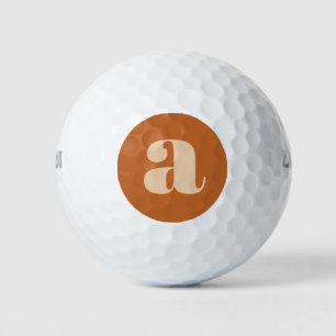 Pelotas De Golf Simple Boho Terracotta Negrita Monograma Retro Ini