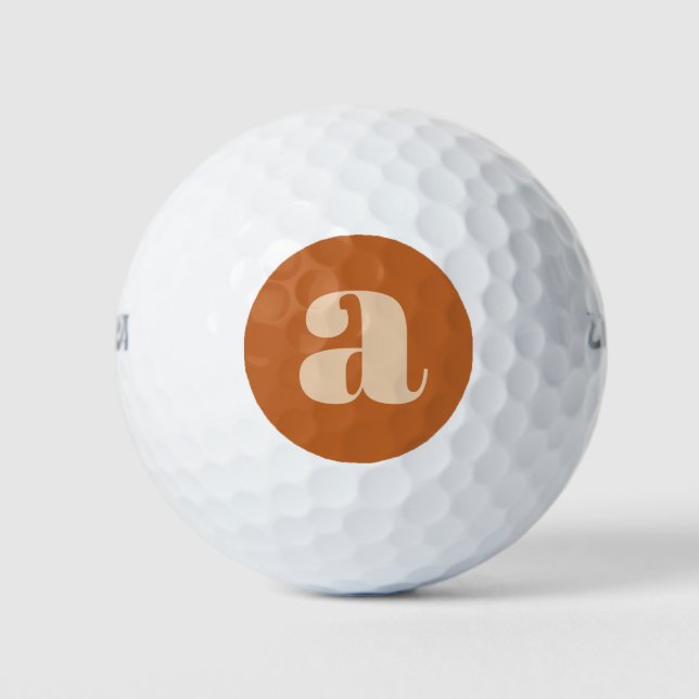 Pelotas De Golf Simple Boho Terracotta Negrita Monograma Retro Ini (Anverso)