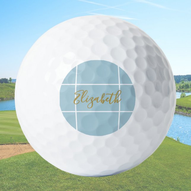 Pelotas De Golf Simple dusty blue minimalist custom name ladies  (Subido por el creador)