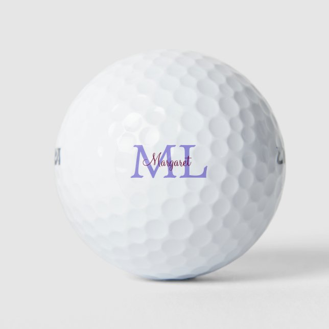 Pelotas De Golf simple mínimo añadir nombre monograma rojo rosado (Anverso)