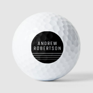 Pelotas De Golf Simple Mínimo Nombre Personalizado Gris Negro