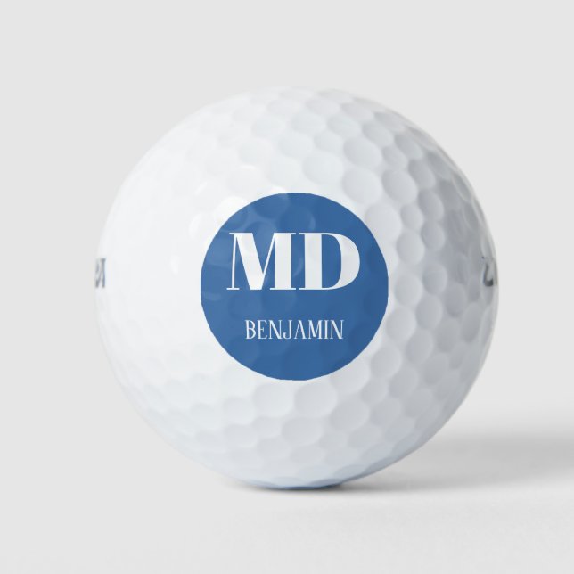 Pelotas De Golf Simple Monogram MD Personalized Doctor (Anverso)