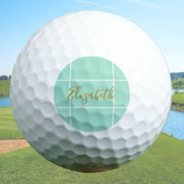 Pelotas De Golf Simple nombre personalizado minimalista verde ment