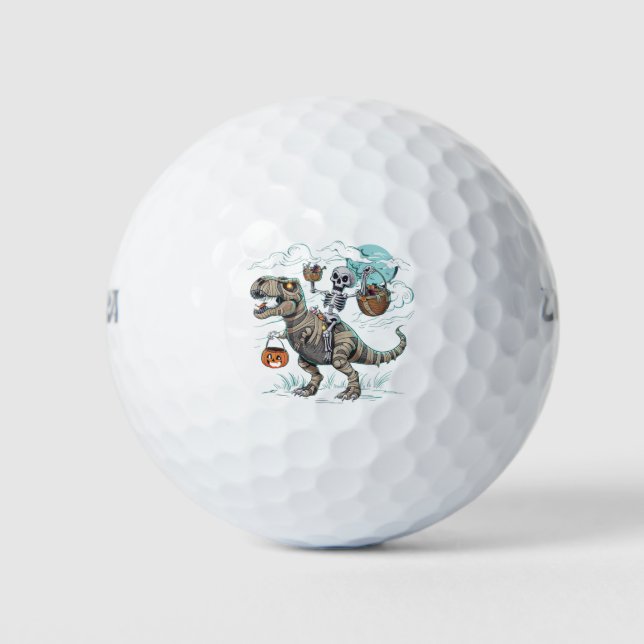 Pelotas De Golf Skeleton Riding Dinosaur T rex Halloween Calabaza (Anverso)