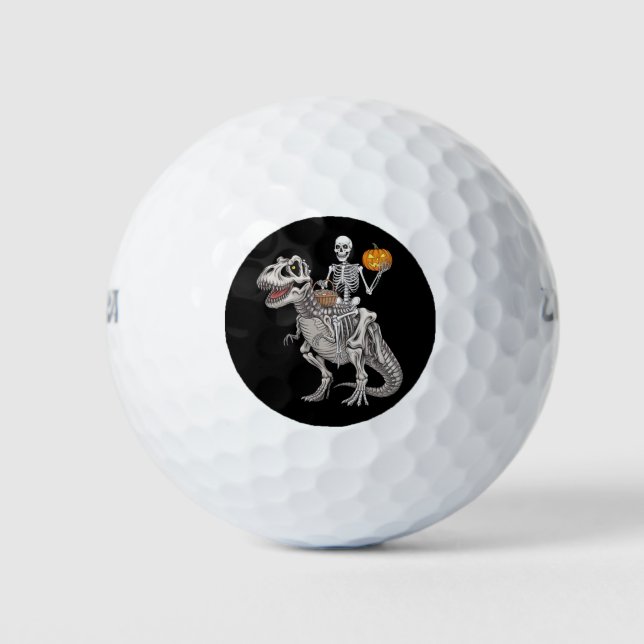Pelotas De Golf Skeleton Riding Mummy Dinosaur T rex Halloween (Anverso)