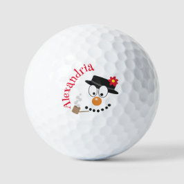 Pelotas De Golf Snowman Funny Face, Navidades de Novedad ricas