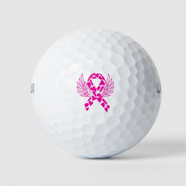Pelotas De Golf Sobreviviente de cáncer de mama Cinta rosa (Anverso)