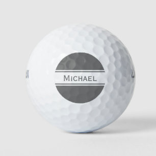 Pelotas De Golf Sólido Gris Blanco Rayos Nombre Monograma